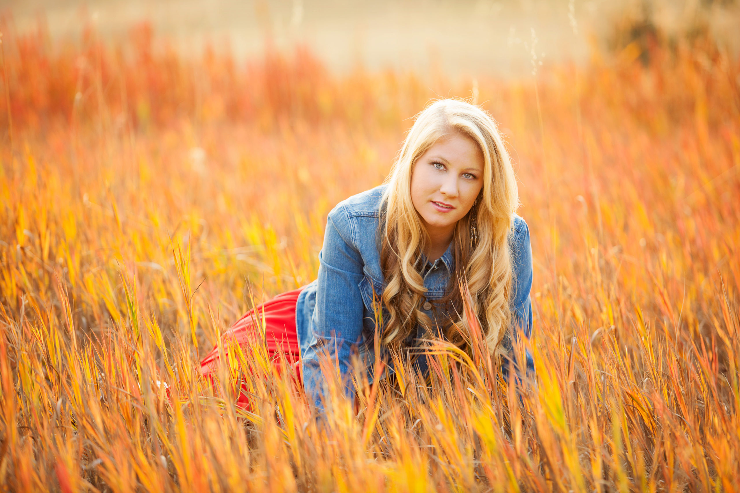 Senior portrait girl sitting in grass