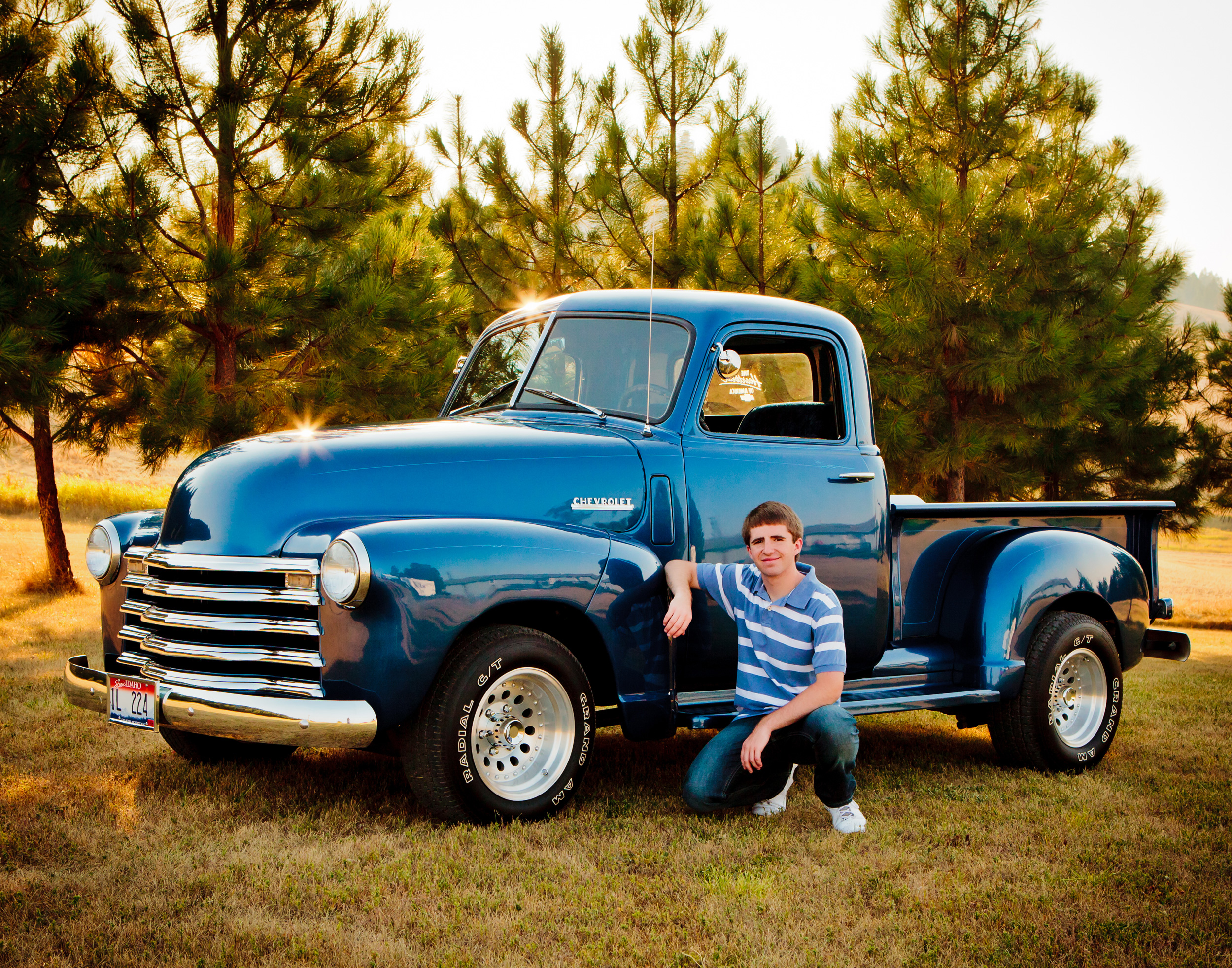 senior portrait boy with truck